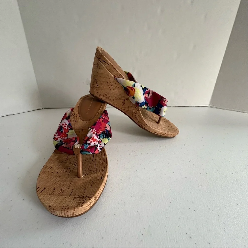 NWT Alex Marie Benita cork wedges maio multi color tropical floral print 8.5